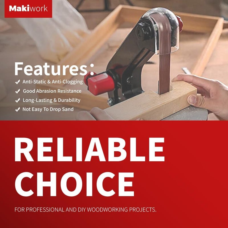 makiwork 1 x 30 Inch 25 x 762 mm Sanding Belts Set - 15-Pack with 80/120/150/240/400 Grits, Aluminum Oxide Abrasive Belts for Woodworking - Image 4
